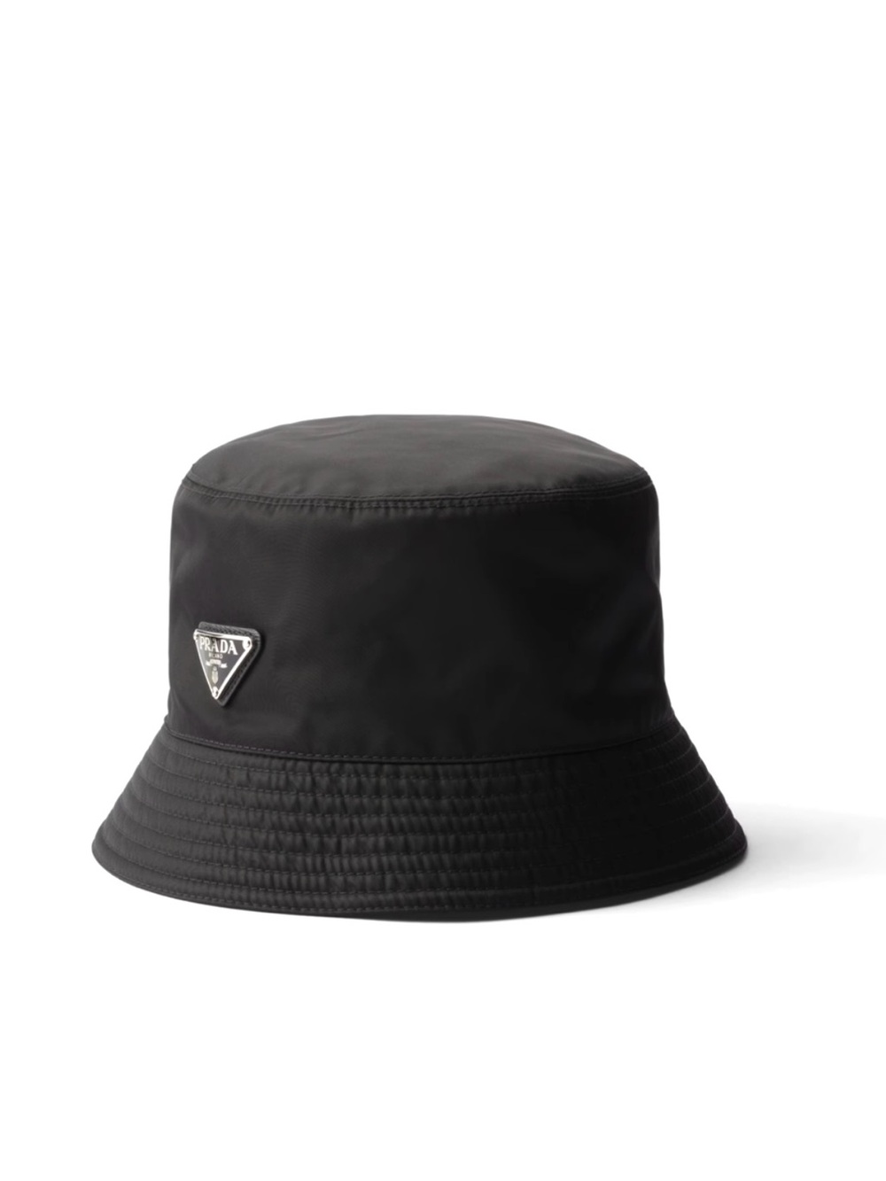 Prada Black Nylon Logo Bucket Hat